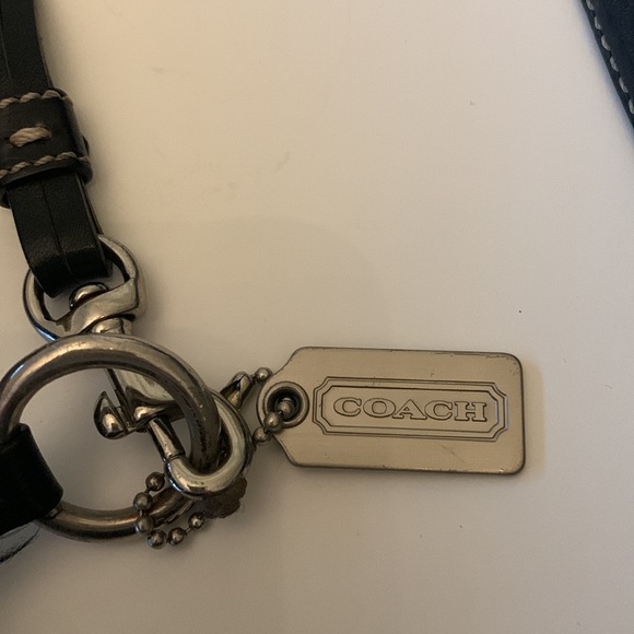 COACH Black/Gray Signature Monogram Canvas & Leather Shoulder Bag - Picture 4 of 16